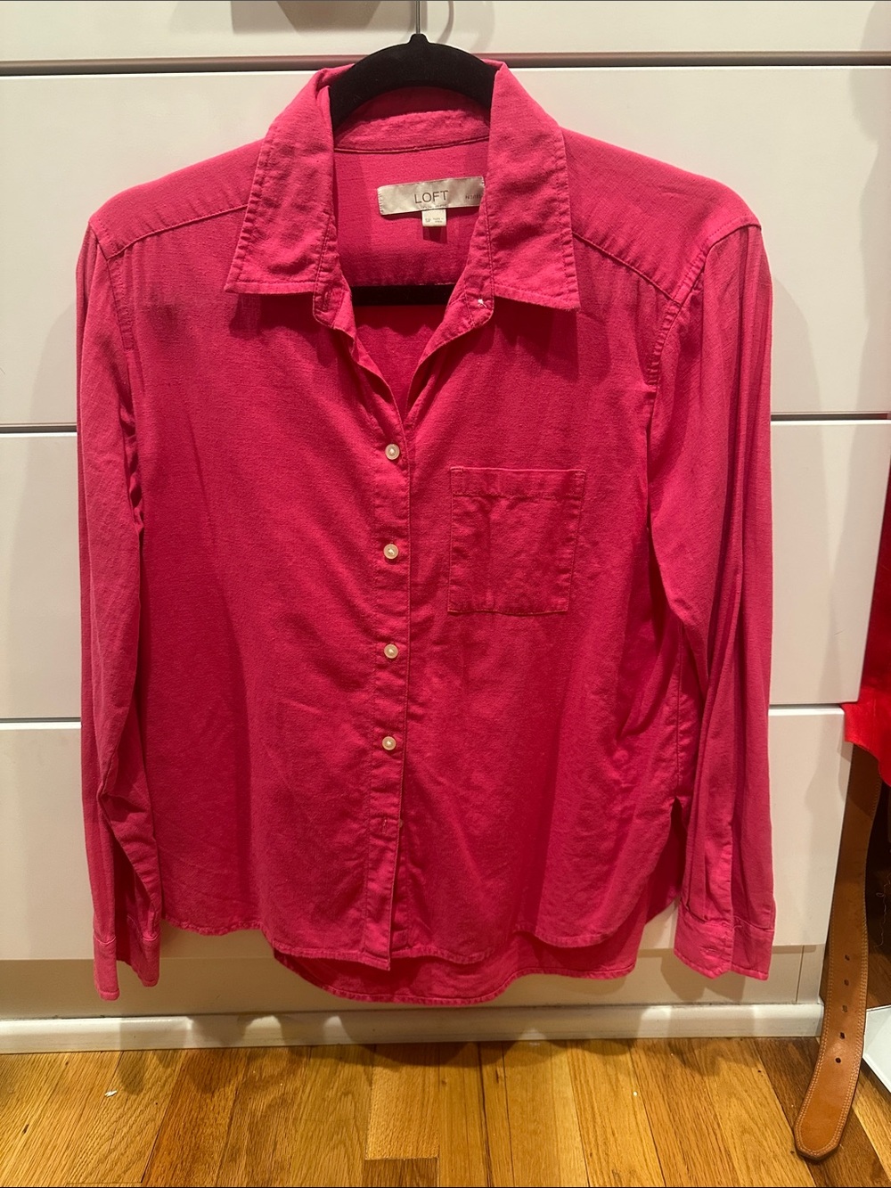 LOFT Hot Pink Collared Button-Up Shirt